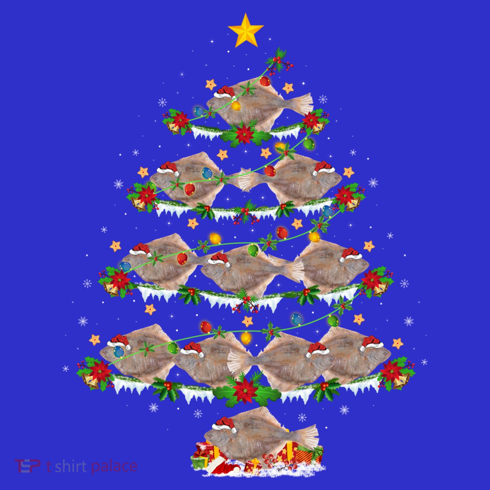 Halibut Fish Lover Xmas Lighting Halibut Christmas Tree Gift Long Sleeve Shirt
