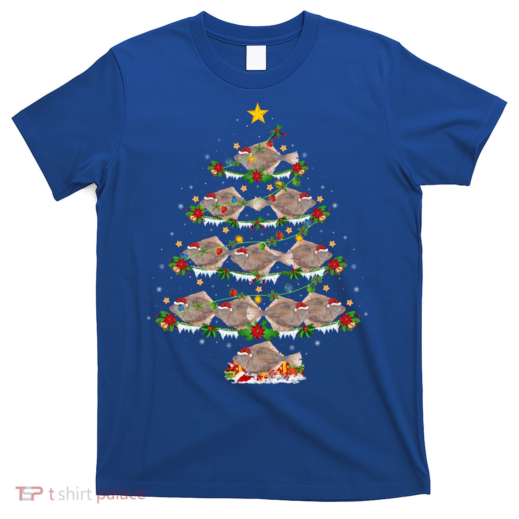 Halibut Fish Lover Xmas Lighting Halibut Christmas Tree Gift T-Shirt