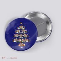 Halibut Fish Lover Xmas Lighting Halibut Christmas Tree Gift Button thumb 0