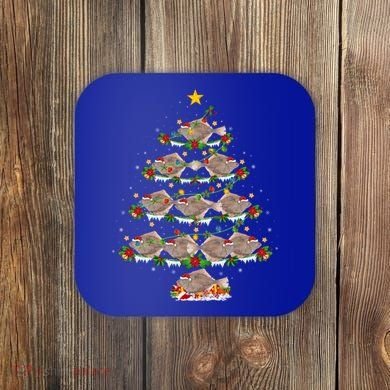Halibut Fish Lover Xmas Lighting Halibut Christmas Tree Gift Coaster