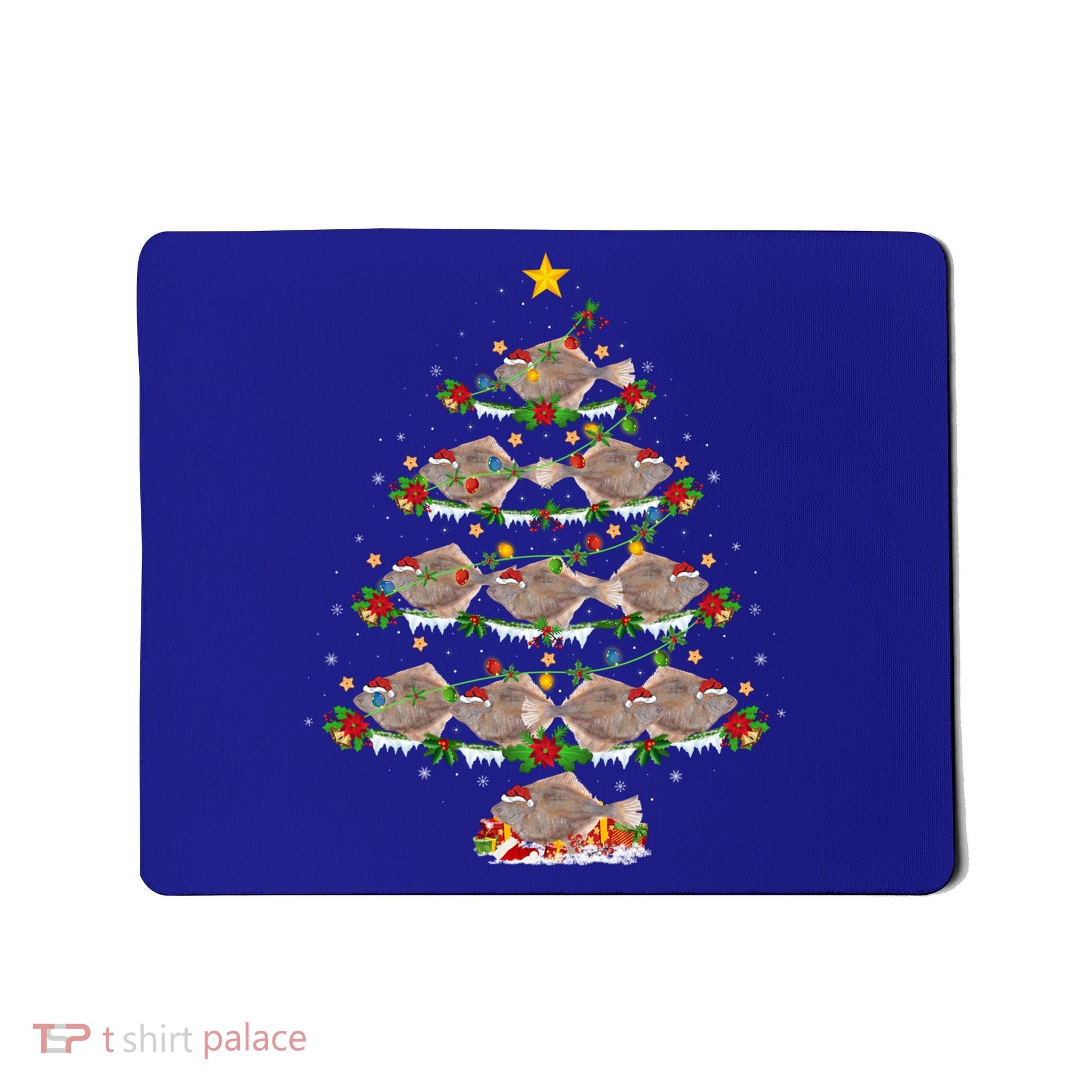 Halibut Fish Lover Xmas Lighting Halibut Christmas Tree Gift Mousepad