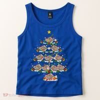 Halibut Fish Lover Xmas Lighting Halibut Christmas Tree Gift Tank Top thumb 2