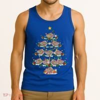 Halibut Fish Lover Xmas Lighting Halibut Christmas Tree Gift Tank Top thumb 3