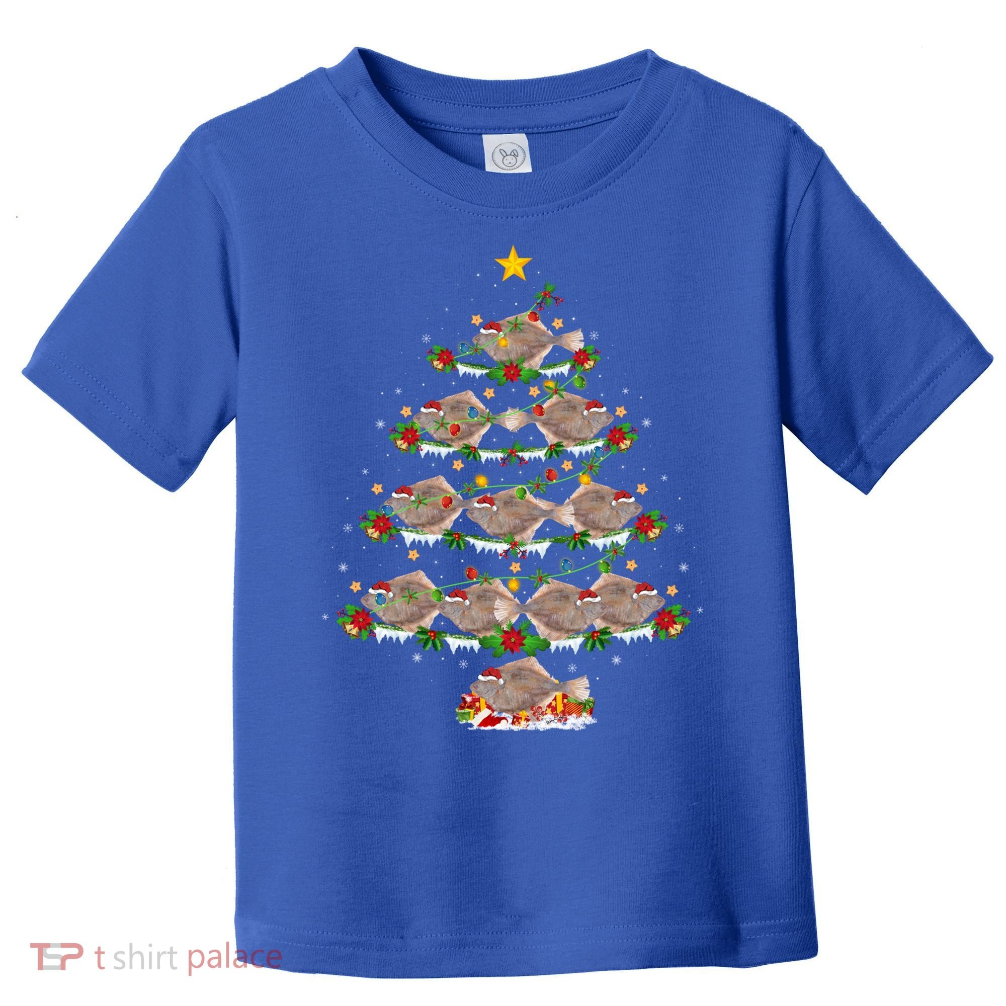 Halibut Fish Lover Xmas Lighting Halibut Christmas Tree Gift Toddler T-Shirt
