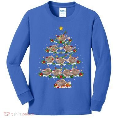 Halibut Fish Lover Xmas Lighting Halibut Christmas Tree Gift Kids Long Sleeve Shirt