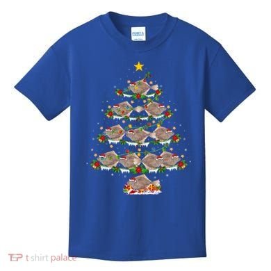 Halibut Fish Lover Xmas Lighting Halibut Christmas Tree Gift Kids T-Shirt