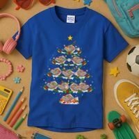 Halibut Fish Lover Xmas Lighting Halibut Christmas Tree Gift Kids T-Shirt thumb 3