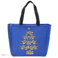 Halibut Fish Lover Xmas Lighting Halibut Christmas Tree Gift Tote Bag thumb 0