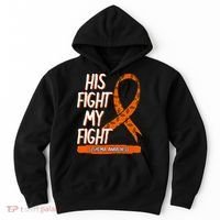 His Fight My Fight Leukemia Awareness Orange Ribbon Gift Hoodie thumb 0