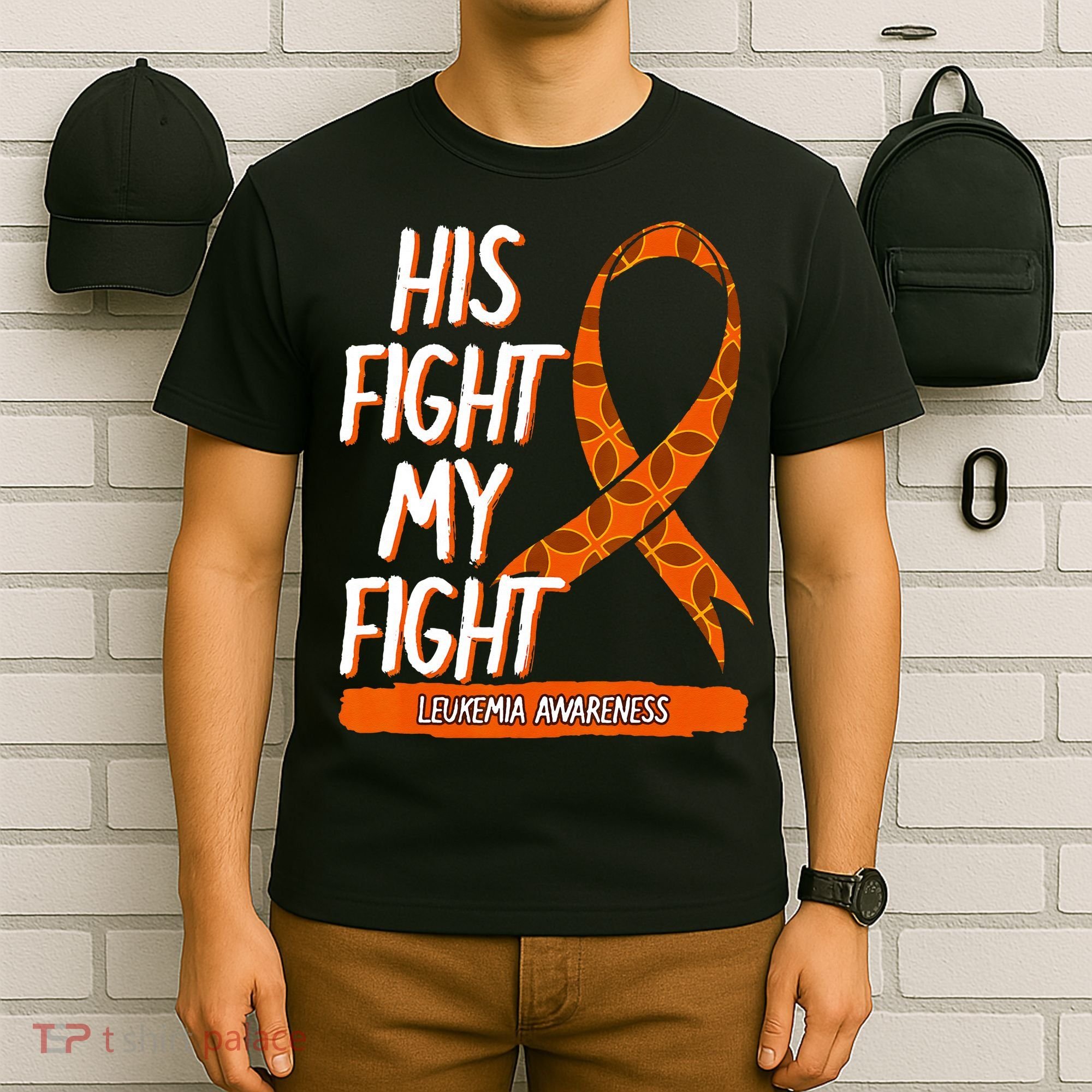 His Fight My Fight Leukemia Awareness Orange Ribbon Gift T-Shirt