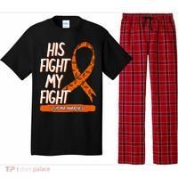 His Fight My Fight Leukemia Awareness Orange Ribbon Gift Pajama Set thumb 0