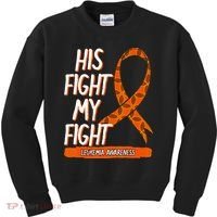His Fight My Fight Leukemia Awareness Orange Ribbon Gift Kids Sweatshirt thumb 0