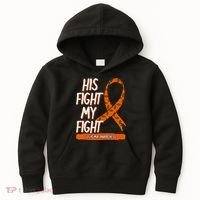 His Fight My Fight Leukemia Awareness Orange Ribbon Gift Kids Hoodie thumb 0