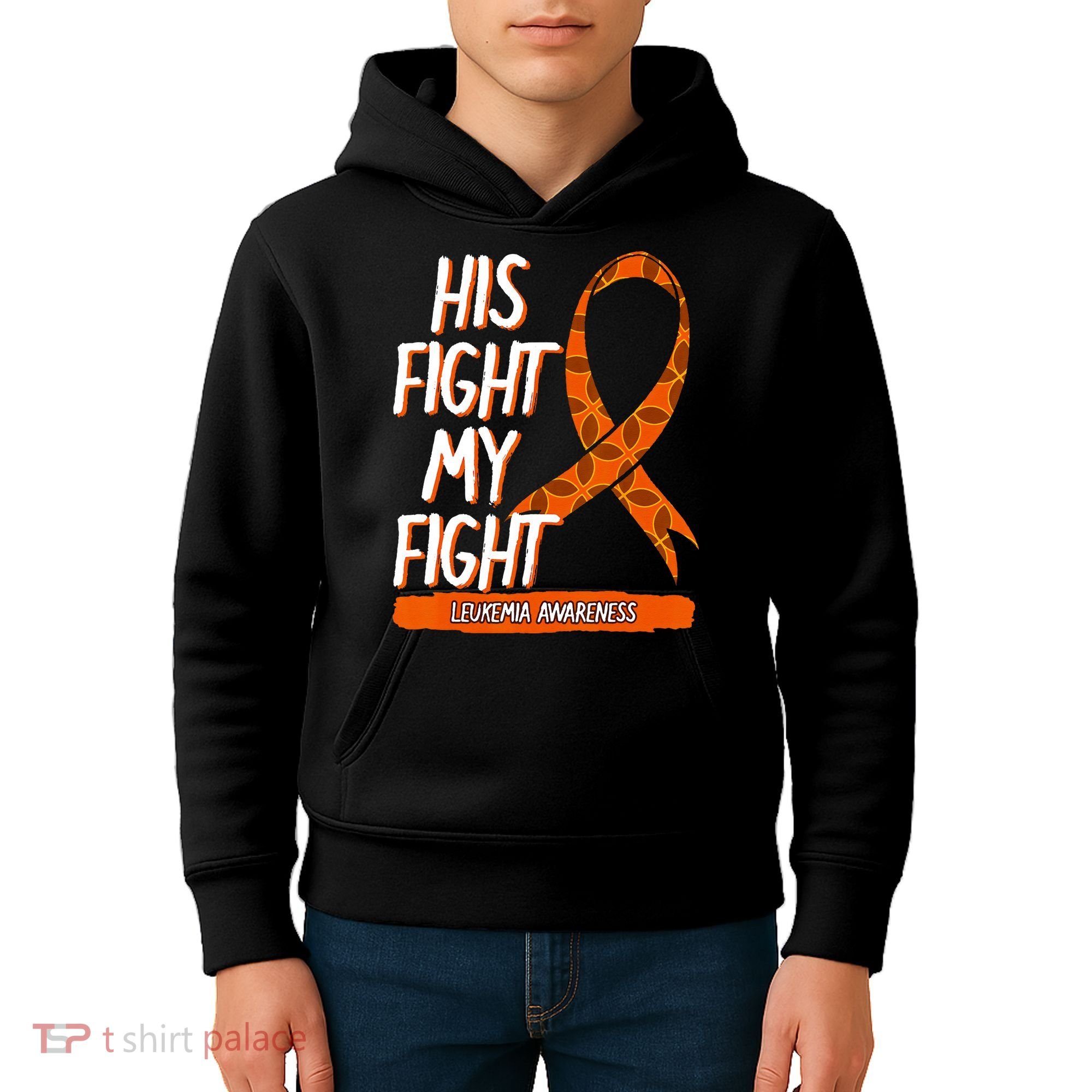 His Fight My Fight Leukemia Awareness Orange Ribbon Gift Kids Hoodie