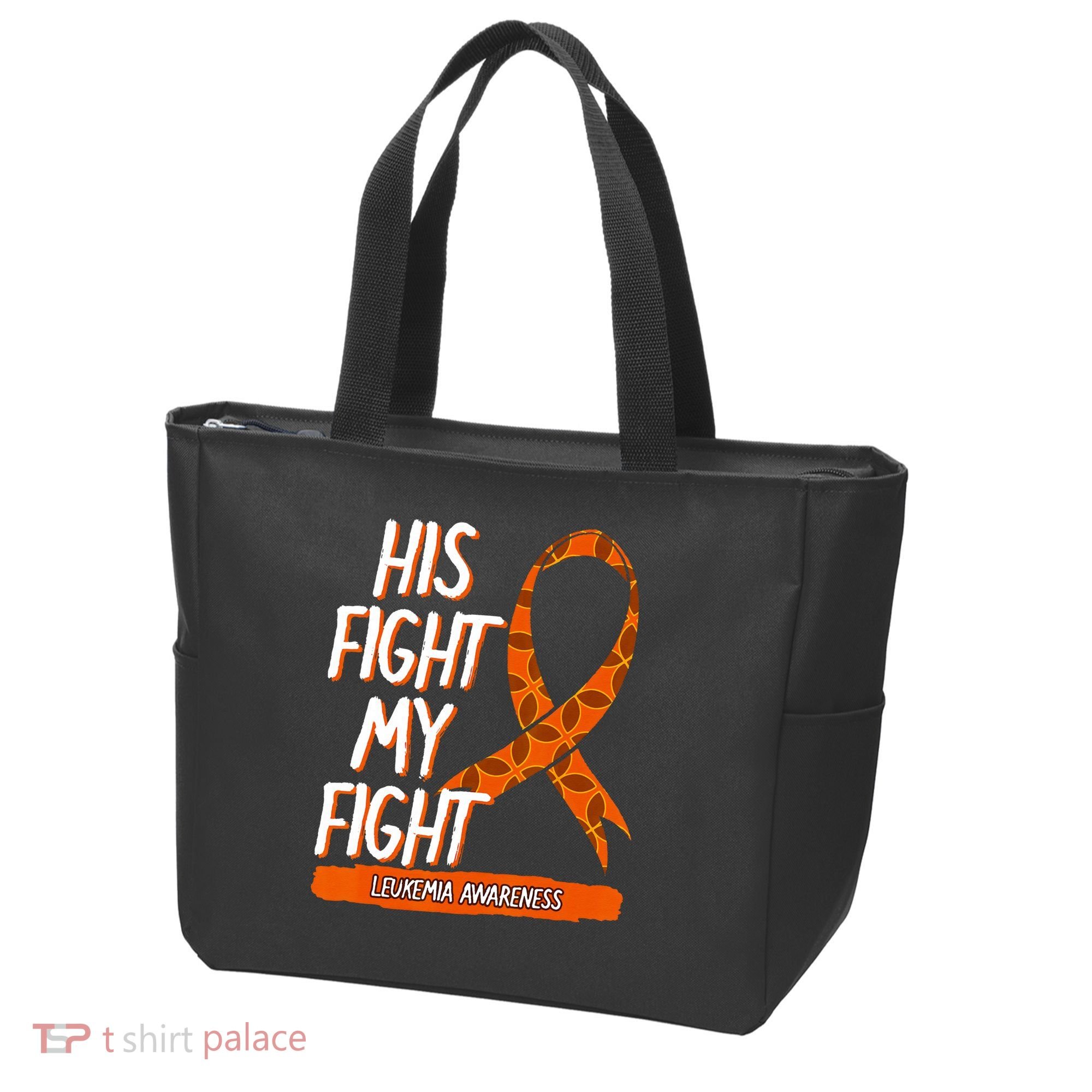 His Fight My Fight Leukemia Awareness Orange Ribbon Gift Tote Bag