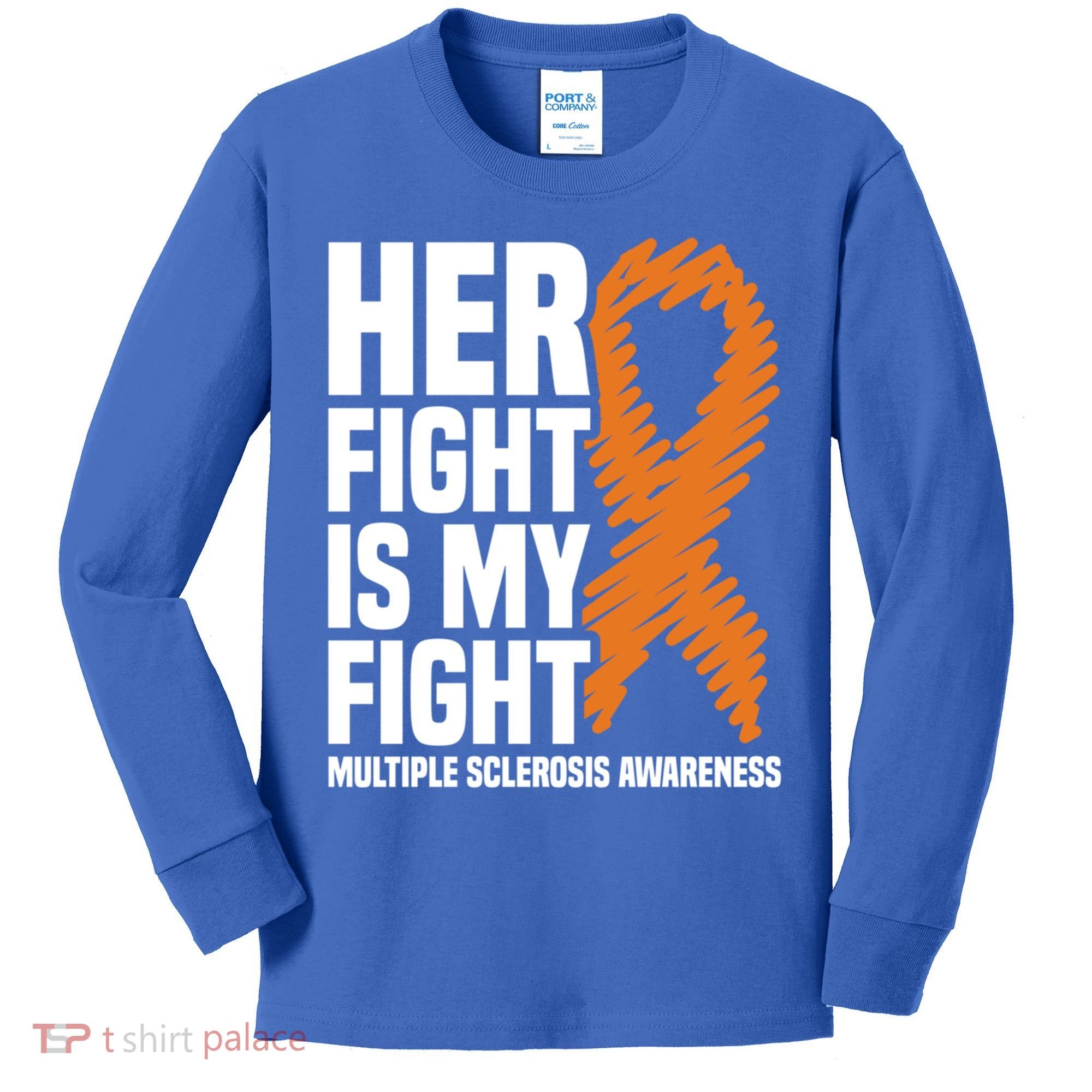Her Fight My Fight Ms Multiple Sclerosis Awareness Gift Kids Long Sleeve Shirt