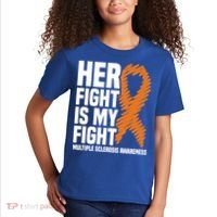 Her Fight My Fight Ms Multiple Sclerosis Awareness Gift Kids T-Shirt thumb 2