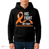 His Fight My Fight Multiple Sclerosis MS Warrior Kids Hoodie thumb 4