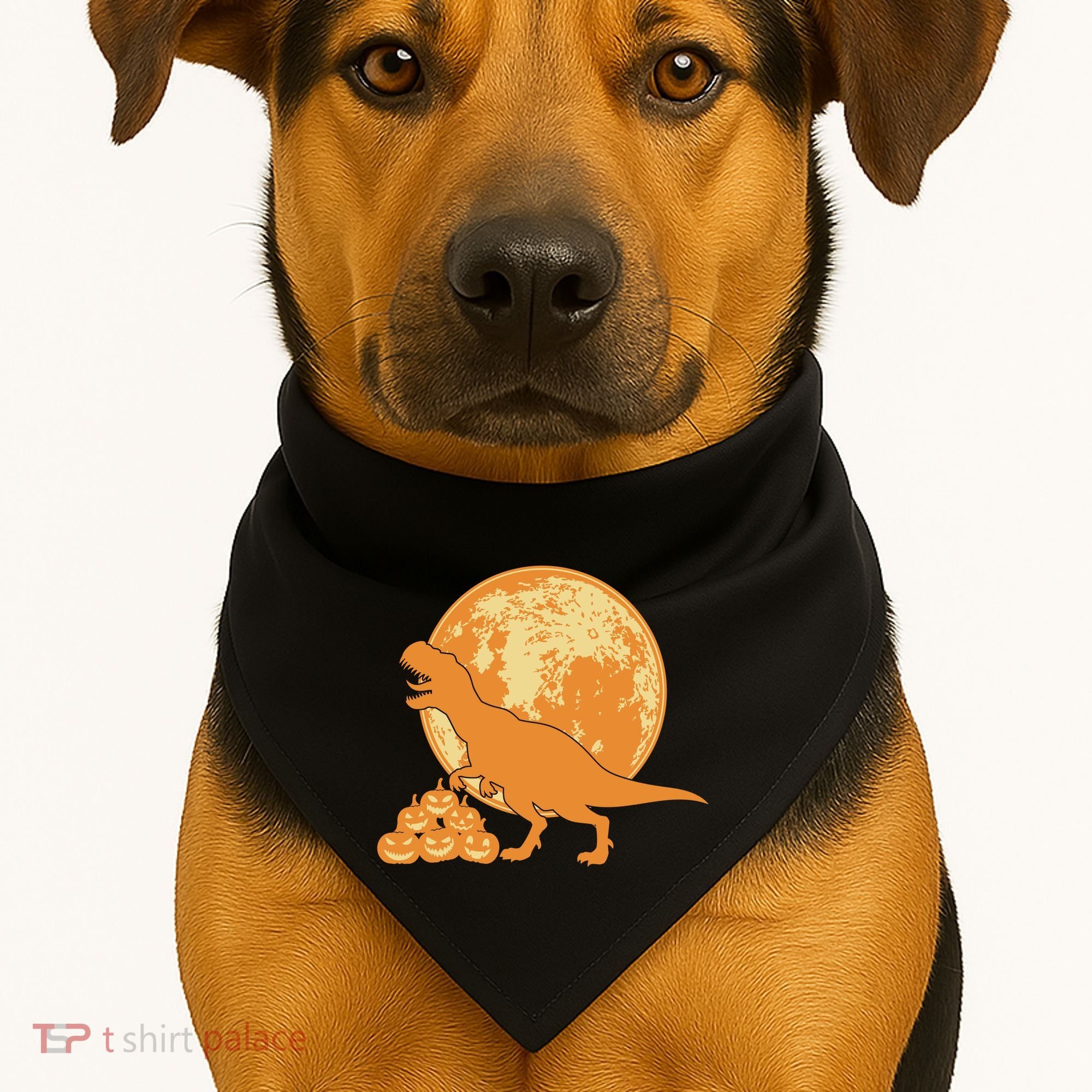 Halloween Full Moon Trex Pumpkins USA-Made Doggie Bandana