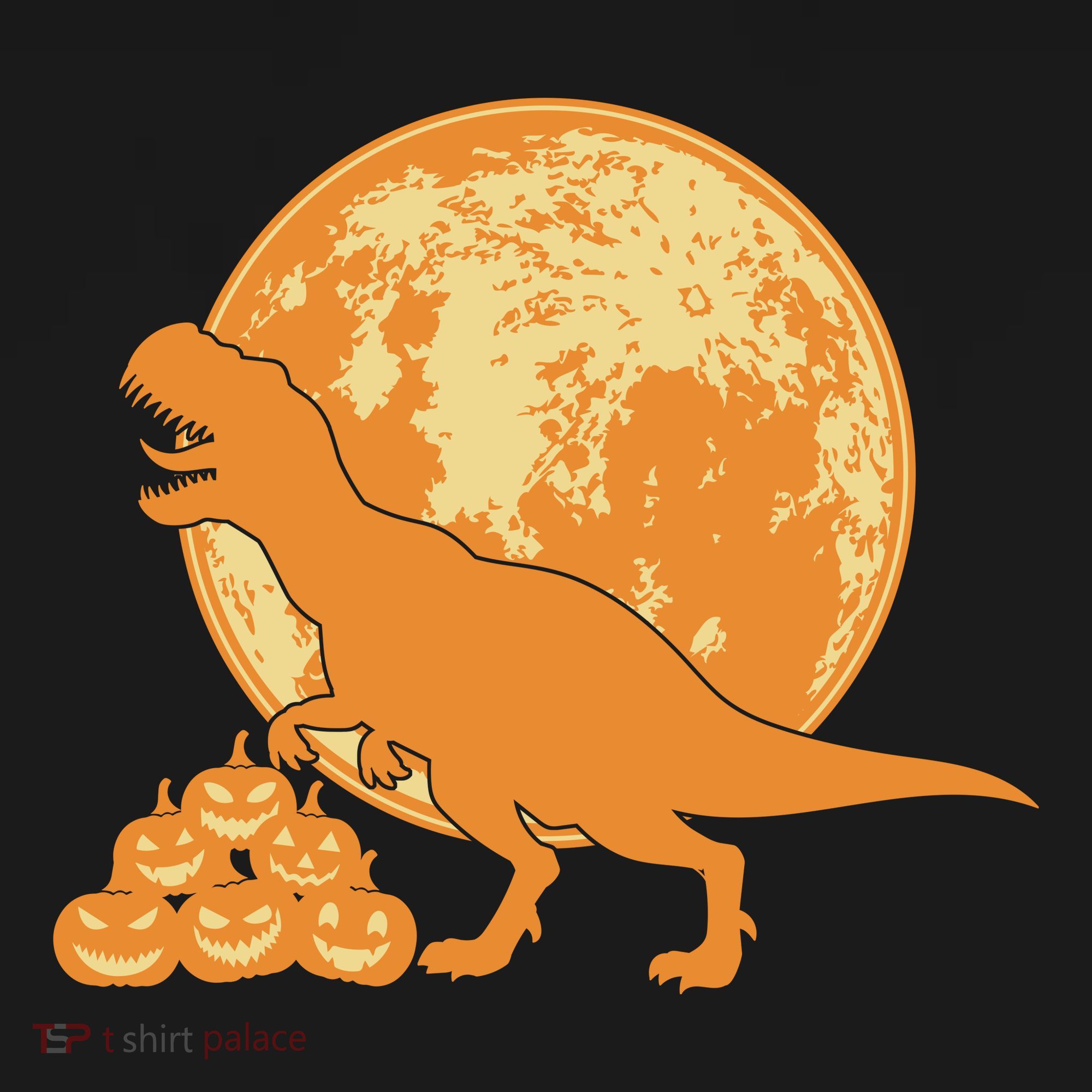 Halloween Full Moon Trex Pumpkins USA-Made Doggie Bandana
