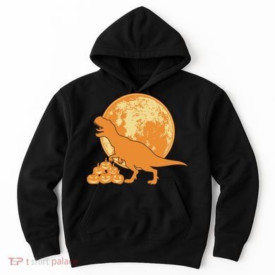 Halloween Full Moon Trex Pumpkins Hoodie