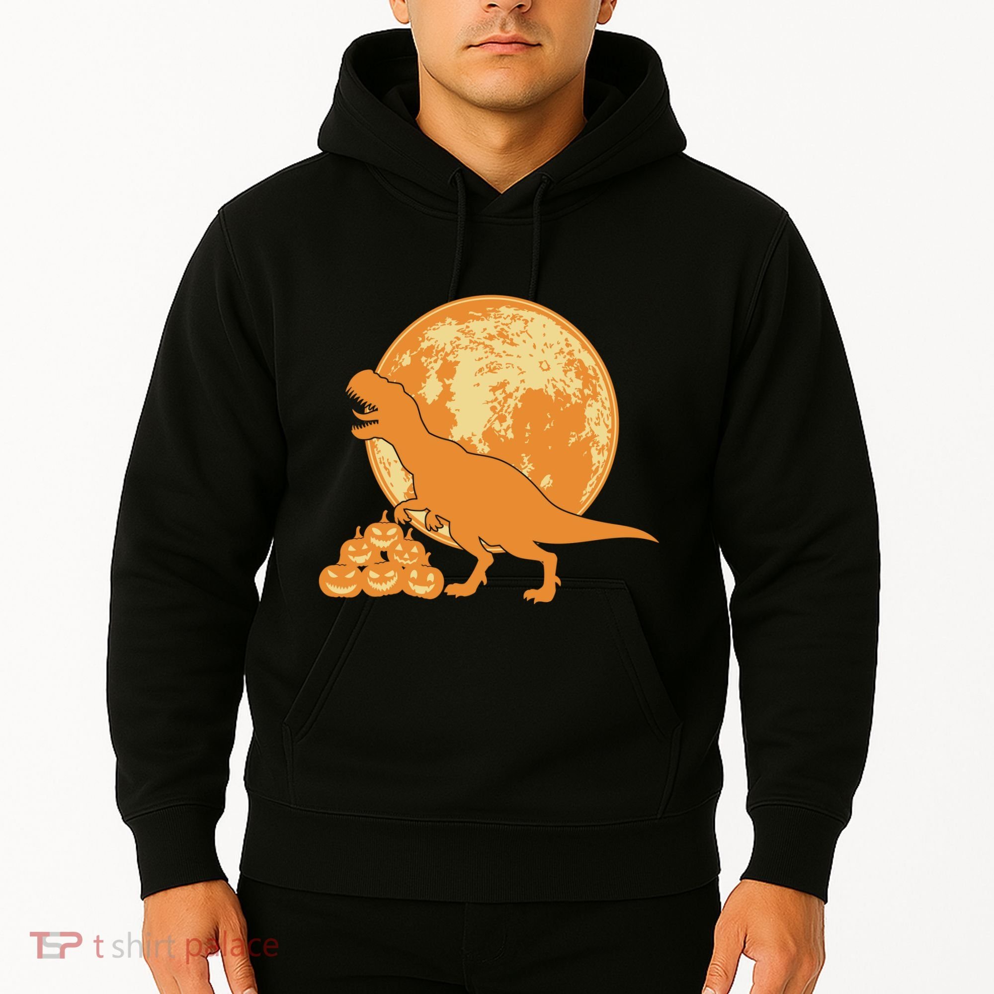 Halloween Full Moon Trex Pumpkins Hoodie