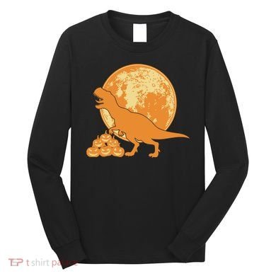 Halloween Full Moon Trex Pumpkins Long Sleeve Shirt
