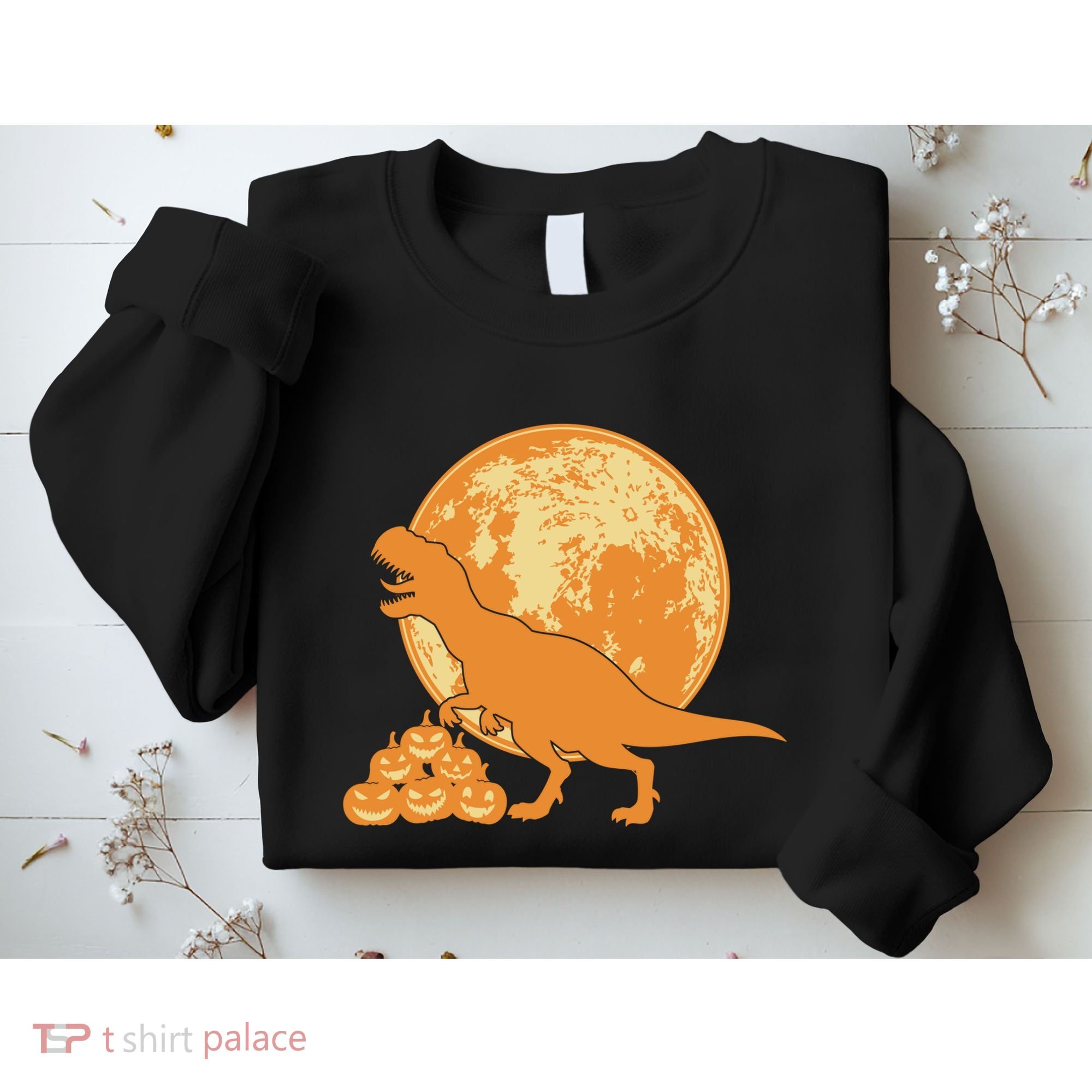 Halloween Full Moon Trex Pumpkins Sweatshirt
