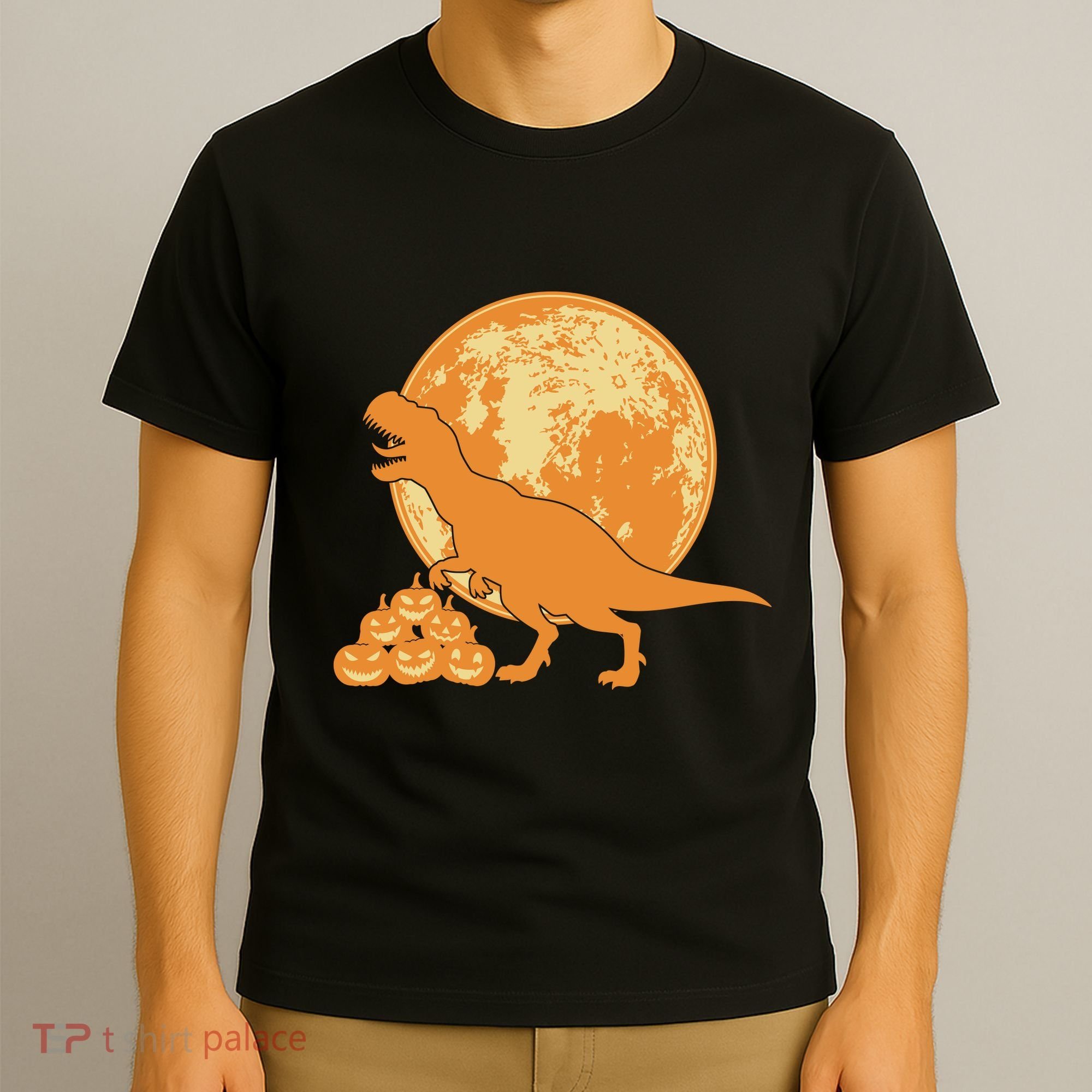 Halloween Full Moon Trex Pumpkins T-Shirt