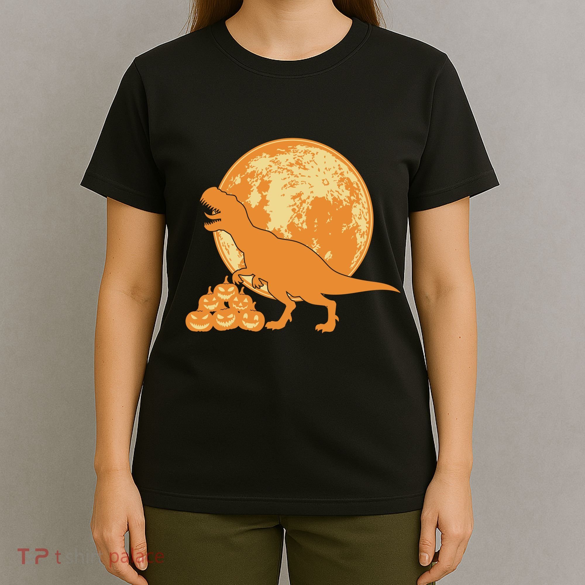 Halloween Full Moon Trex Pumpkins T-Shirt
