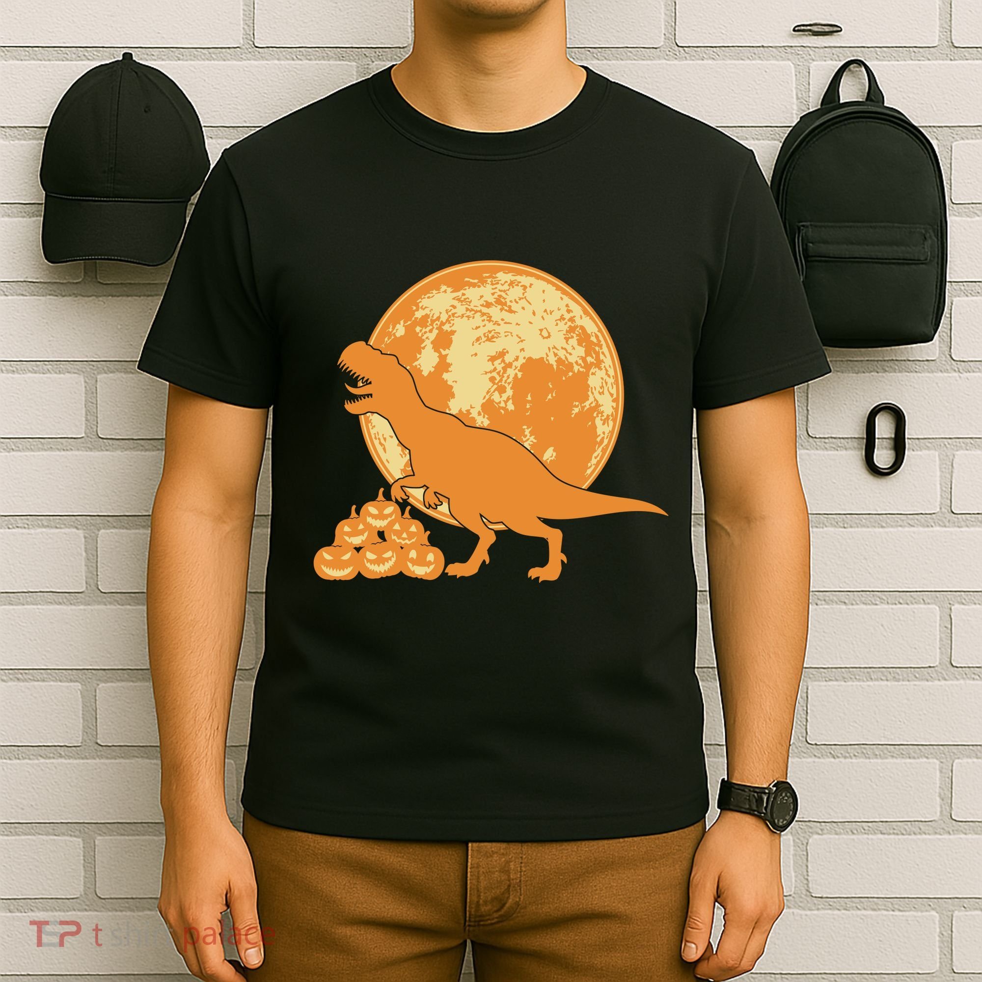 Halloween Full Moon Trex Pumpkins T-Shirt