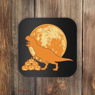 Halloween Full Moon Trex Pumpkins Coaster