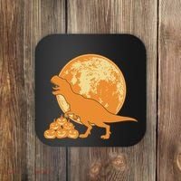 Halloween Full Moon Trex Pumpkins Coaster thumb 0