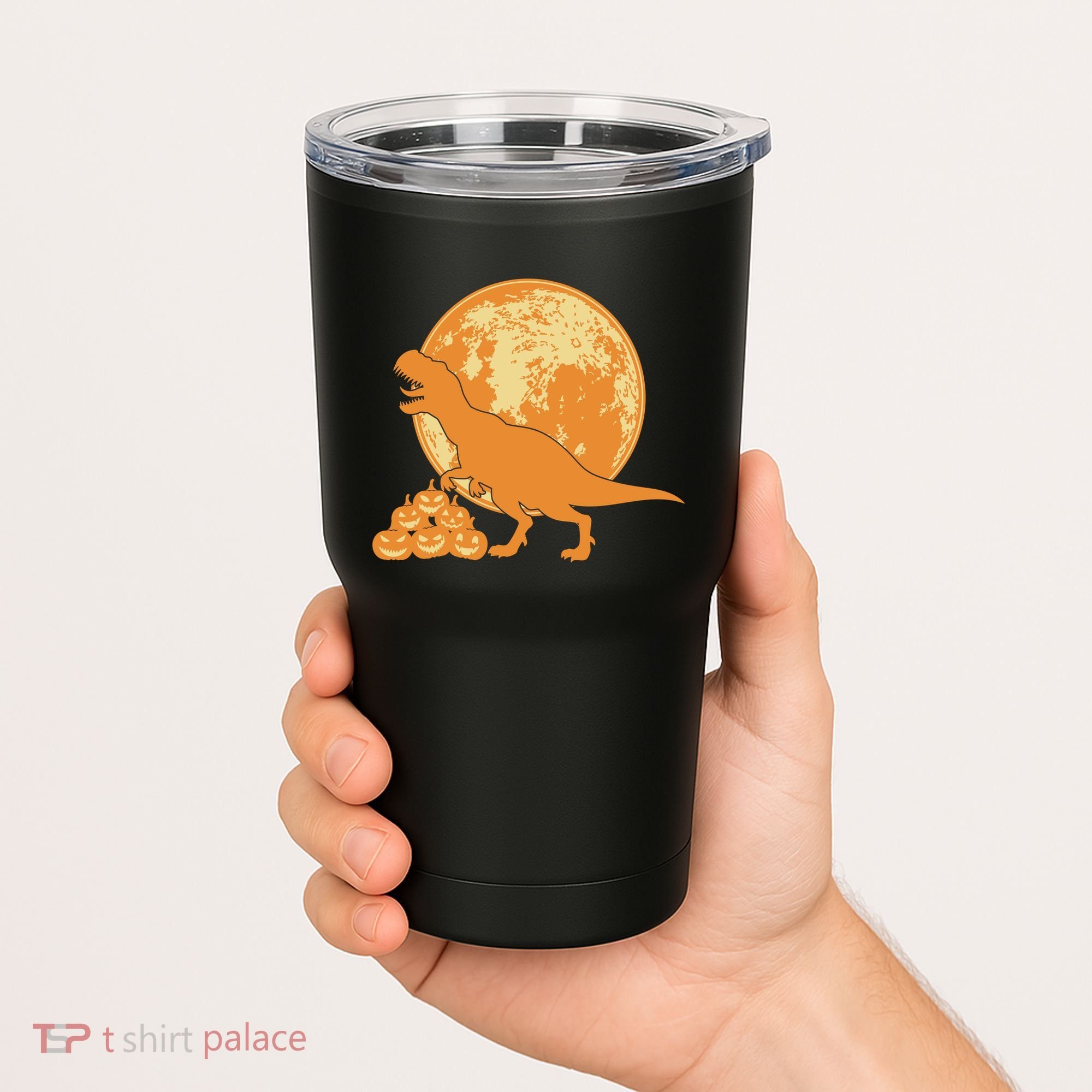 Halloween Full Moon Trex Pumpkins Tumbler