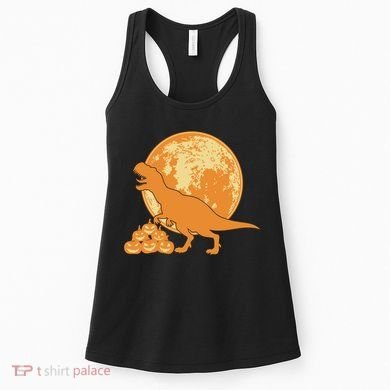 Halloween Full Moon Trex Pumpkins Women's Tank Top