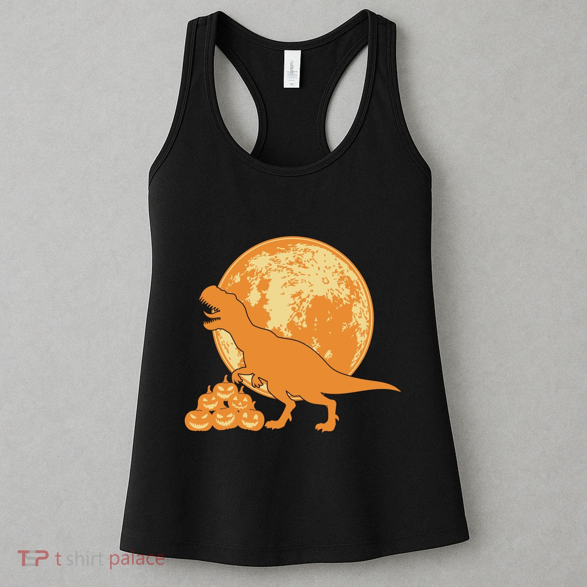 Halloween Full Moon Trex Pumpkins Women's Tank Top
