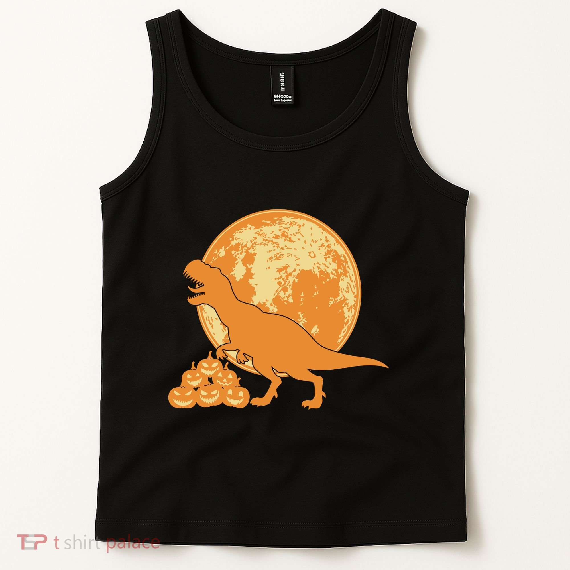 Halloween Full Moon Trex Pumpkins Tank Top