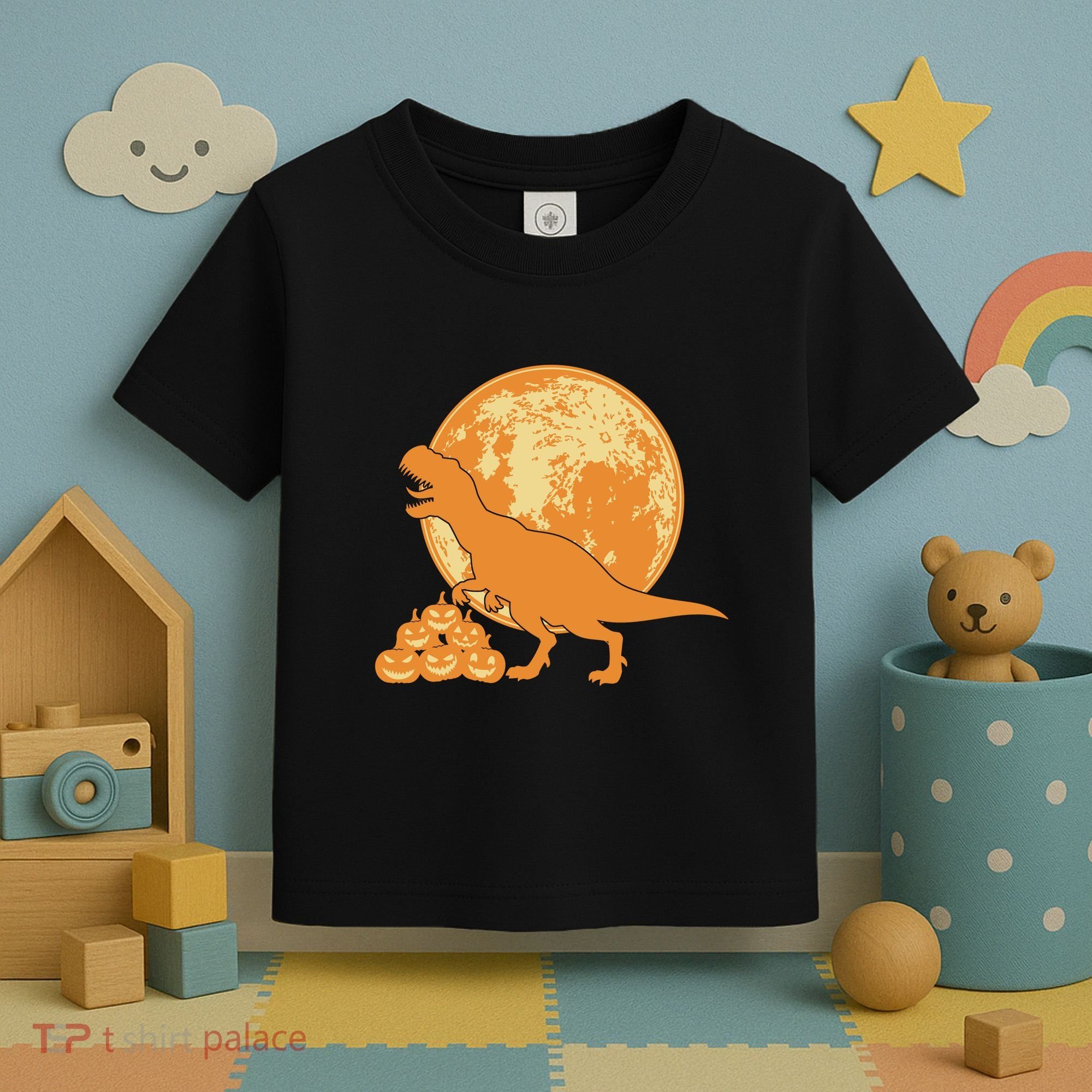 Halloween Full Moon Trex Pumpkins Toddler T-Shirt