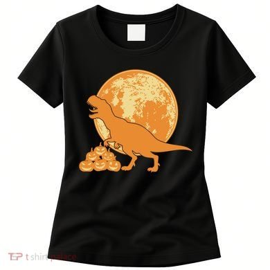 Halloween Full Moon Trex Pumpkins Women's T-Shirt