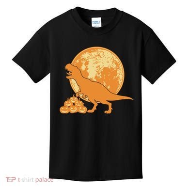 Halloween Full Moon Trex Pumpkins Kids T-Shirt