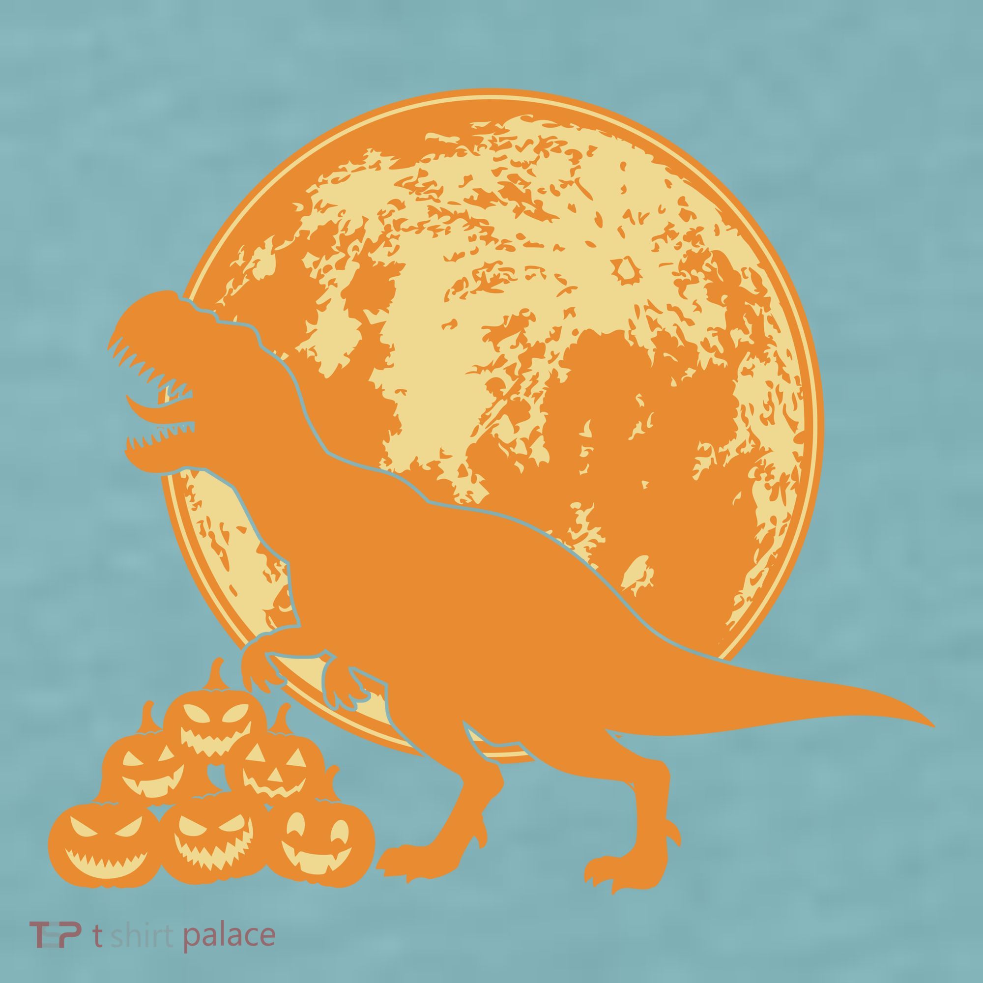 Halloween Full Moon Trex Pumpkins Sueded Cloud Jersey T-Shirt