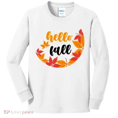 Hello Fall Nature Lover Kids Long Sleeve Shirt