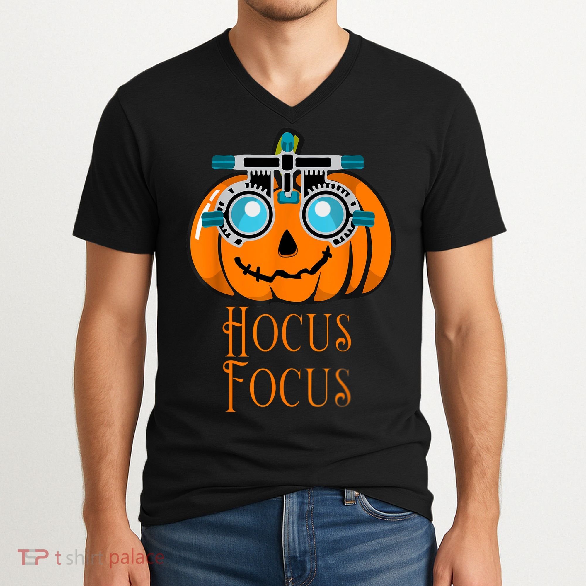 Hocus Focus Optometry Halloween Optometrist Eye Doctor Funny V-Neck T-Shirt