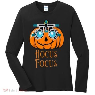 Hocus Focus Optometry Halloween Optometrist Eye Doctor Funny Women's Long Sleeve Shirt