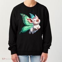 Happy Flying Pig With Butterfly Wings Fly Pig Lovers Women's Sweatshirt thumb 0
