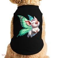 Happy Flying Pig With Butterfly Wings Fly Pig Lovers Doggie Tank thumb 0