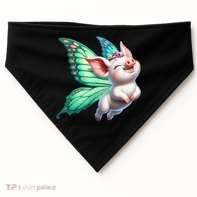 Happy Flying Pig With Butterfly Wings Fly Pig Lovers USA-Made Doggie Bandana