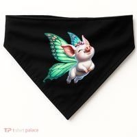 Happy Flying Pig With Butterfly Wings Fly Pig Lovers USA-Made Doggie Bandana thumb 0