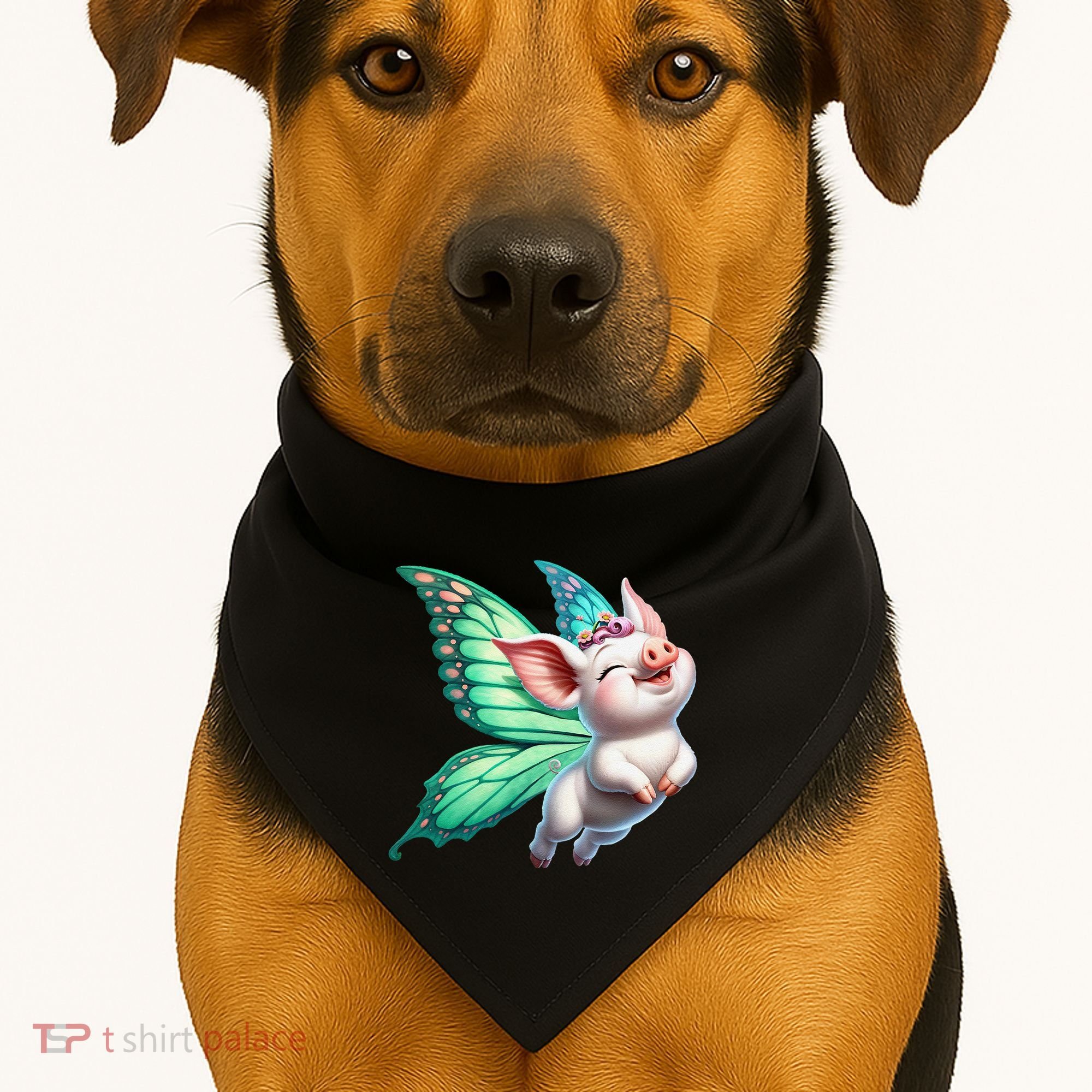 Happy Flying Pig With Butterfly Wings Fly Pig Lovers USA-Made Doggie Bandana