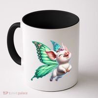 Happy Flying Pig With Butterfly Wings Fly Pig Lovers Coffee Mug thumb 0